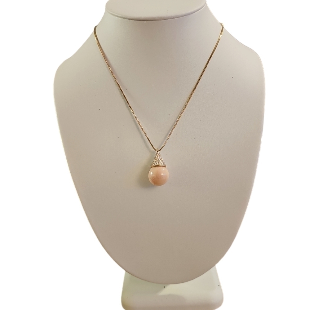 NWT Isaac Mizrahi Simulated Pink Opalite Gum Ball Drop Necklace